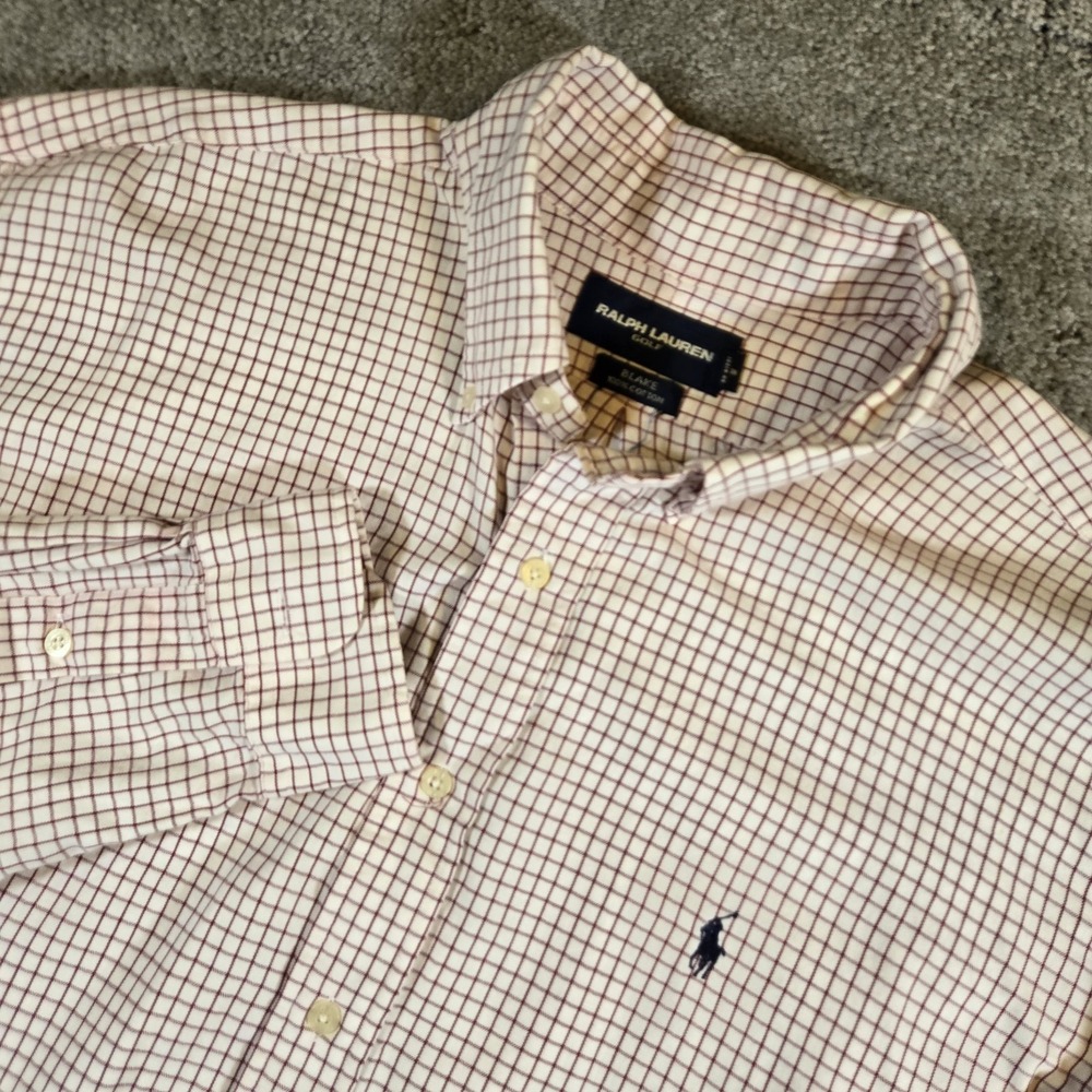 Ralph Lauren Golf Mens Blake XL Red White Plaid Long‎ Sleeve Pony Logo